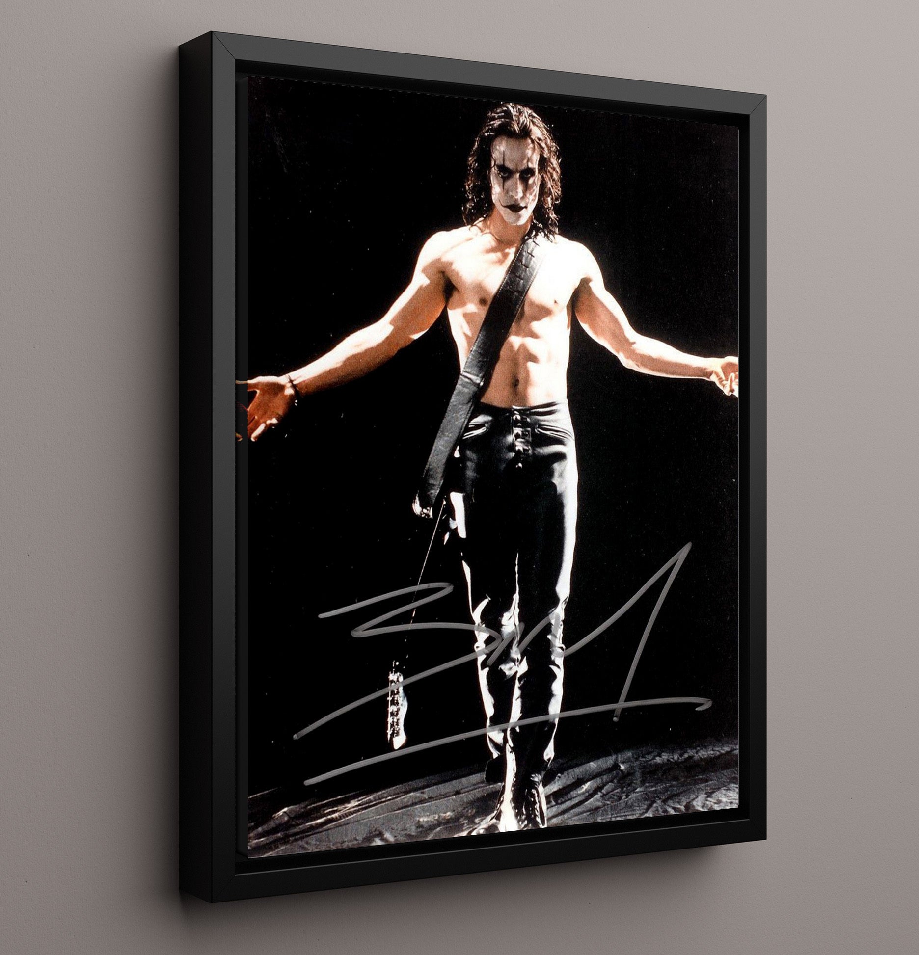 Brandon Lee - The Crow Eric Draven Raising Katana Vintage Movie Wall Art - 16x20 Framed Canvas movie decor