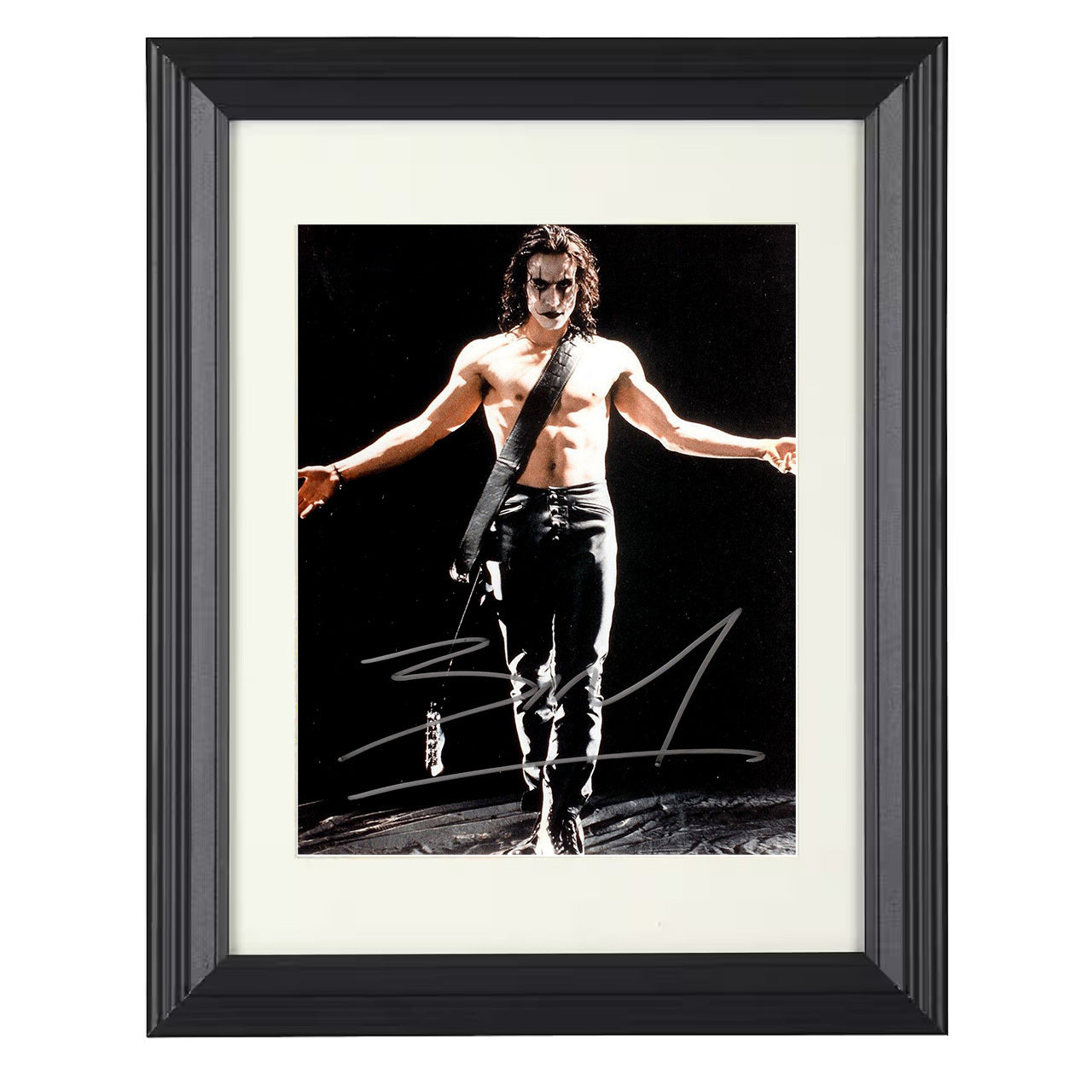 Brandon Lee – The Crow Eric Draven Raising Katana – 8x10 black beveled framed movie wall art