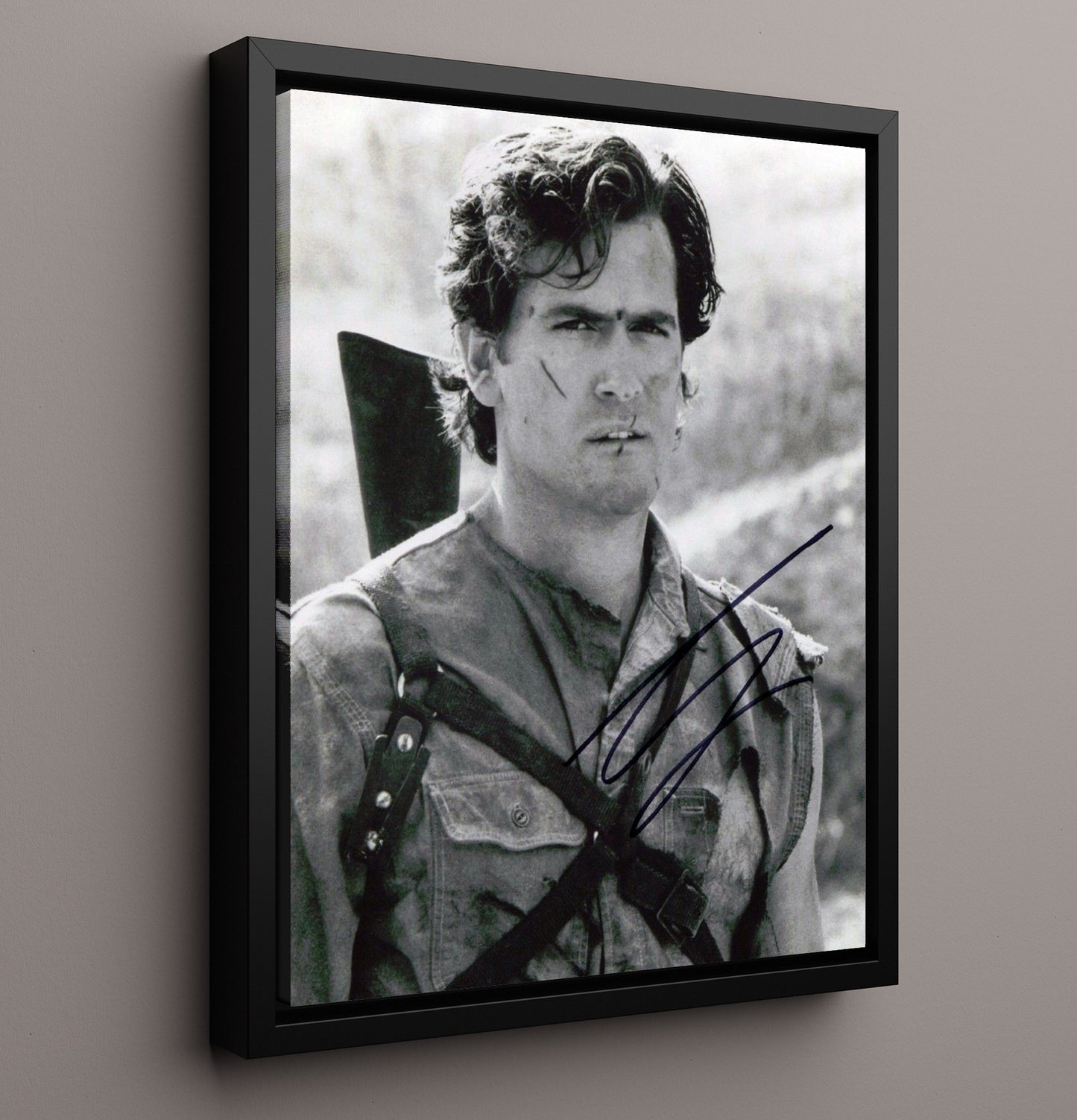 Bruce Campbell - Evil Dead Ash Williams Post-Battle Survivor Vintage Movie Wall Art - 16x20 Framed Canvas movie decor