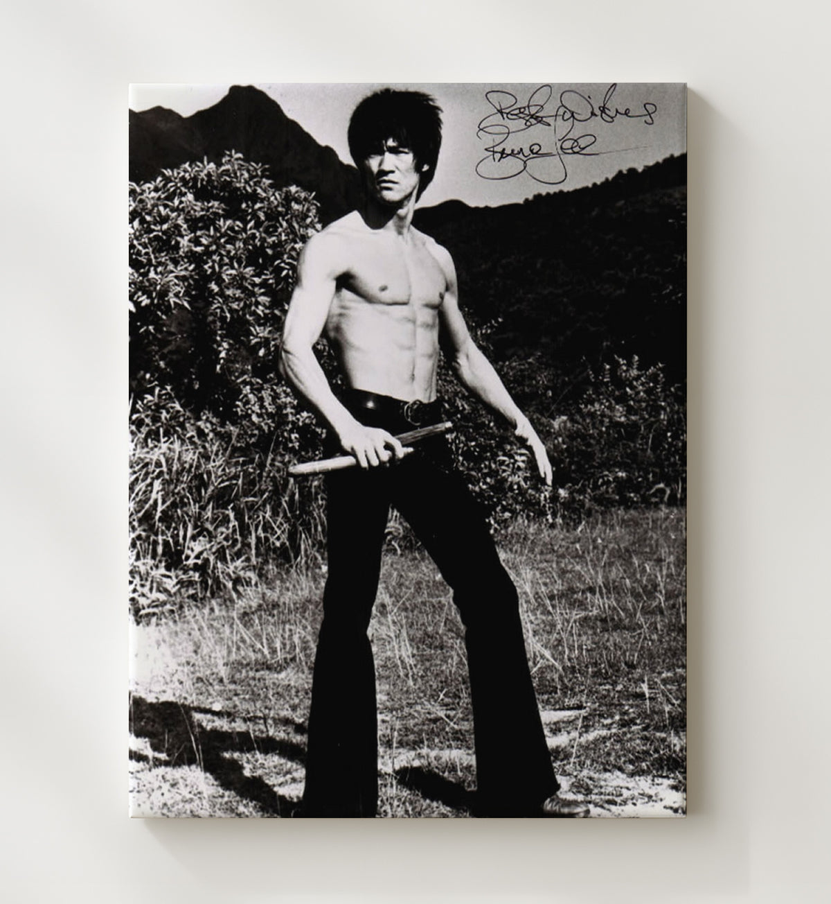 Bruce Lee - Martial Arts Icon Nunchaku Training Pose movie wall art 20x24 Canvas