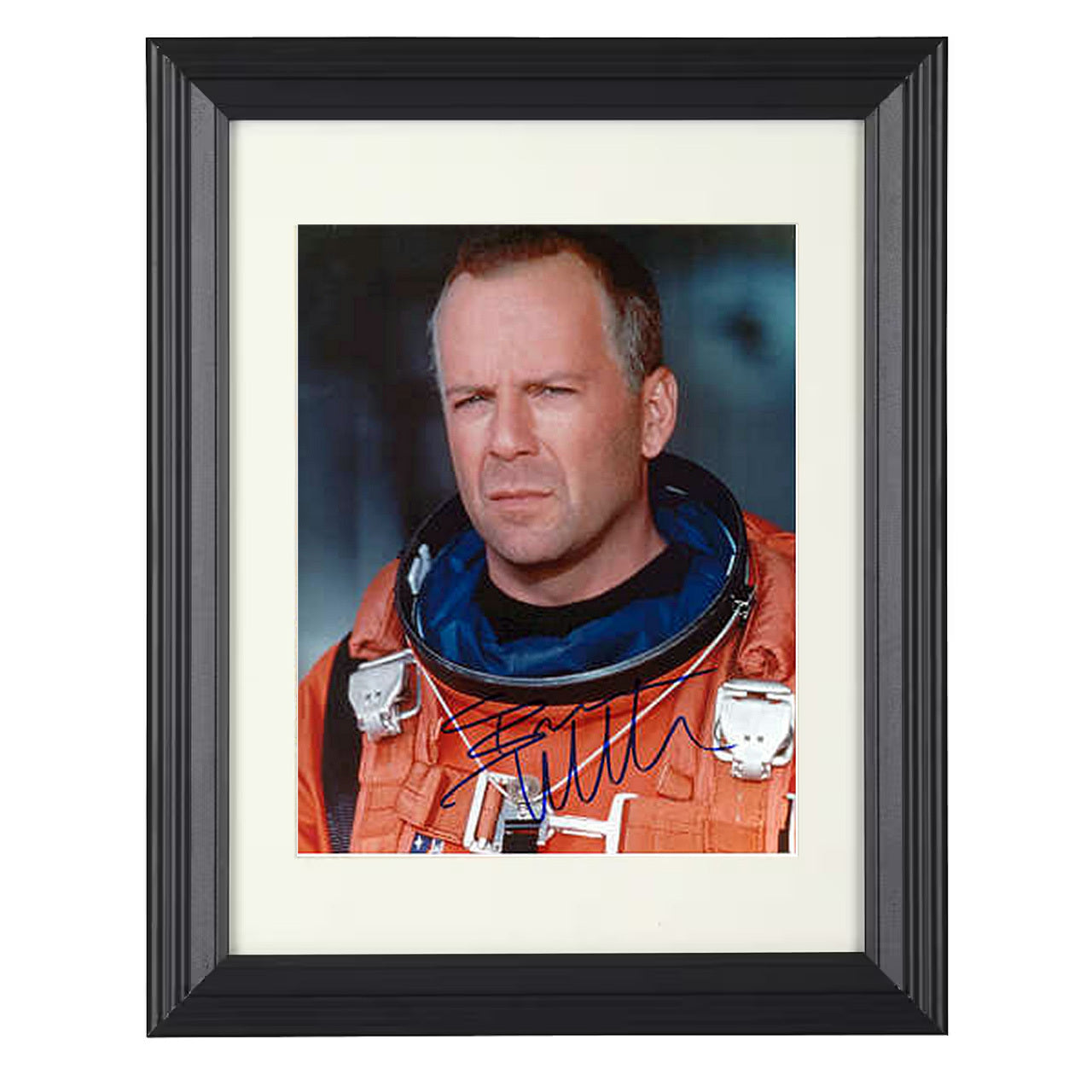 Bruce Willis – Armageddon Astronaut Flight Suit – 8x10 black beveled framed movie wall art