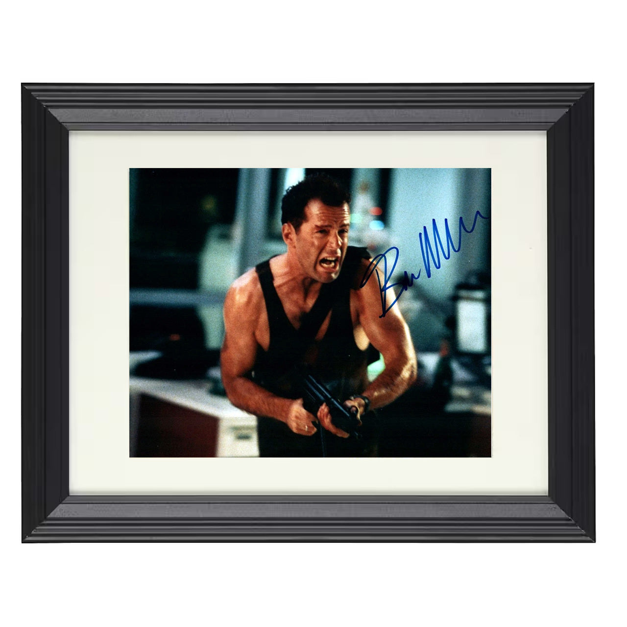 Bruce Willis – Die Hard – Yippee-Ki-Yay Hero Scene – 8x10 black beveled framed movie wall art