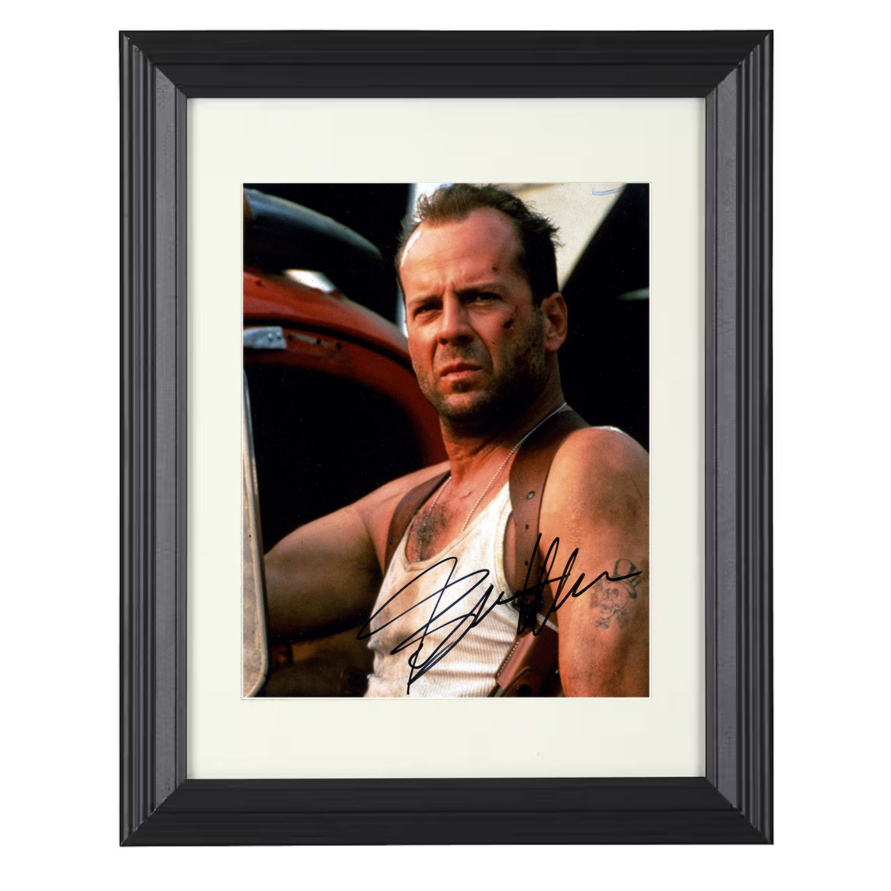 Bruce Willis – Die Hard Grit Image – 8x10 black beveled framed movie wall art