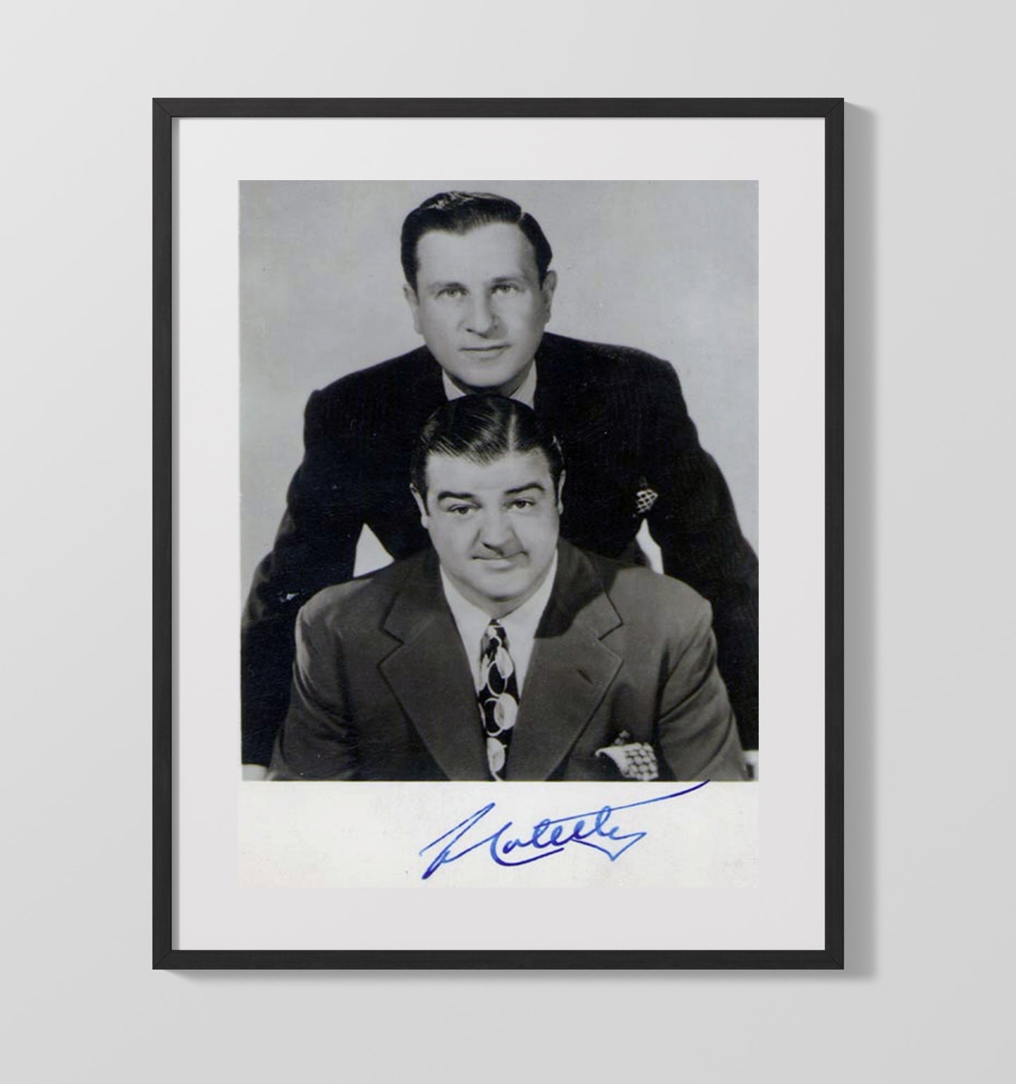 Bud Abbott and Lou Costello - Abbott and Costello Classic Comedy Duo Headshot Vintage Movie Wall Art - 16x20 Gallery Frame movie decor