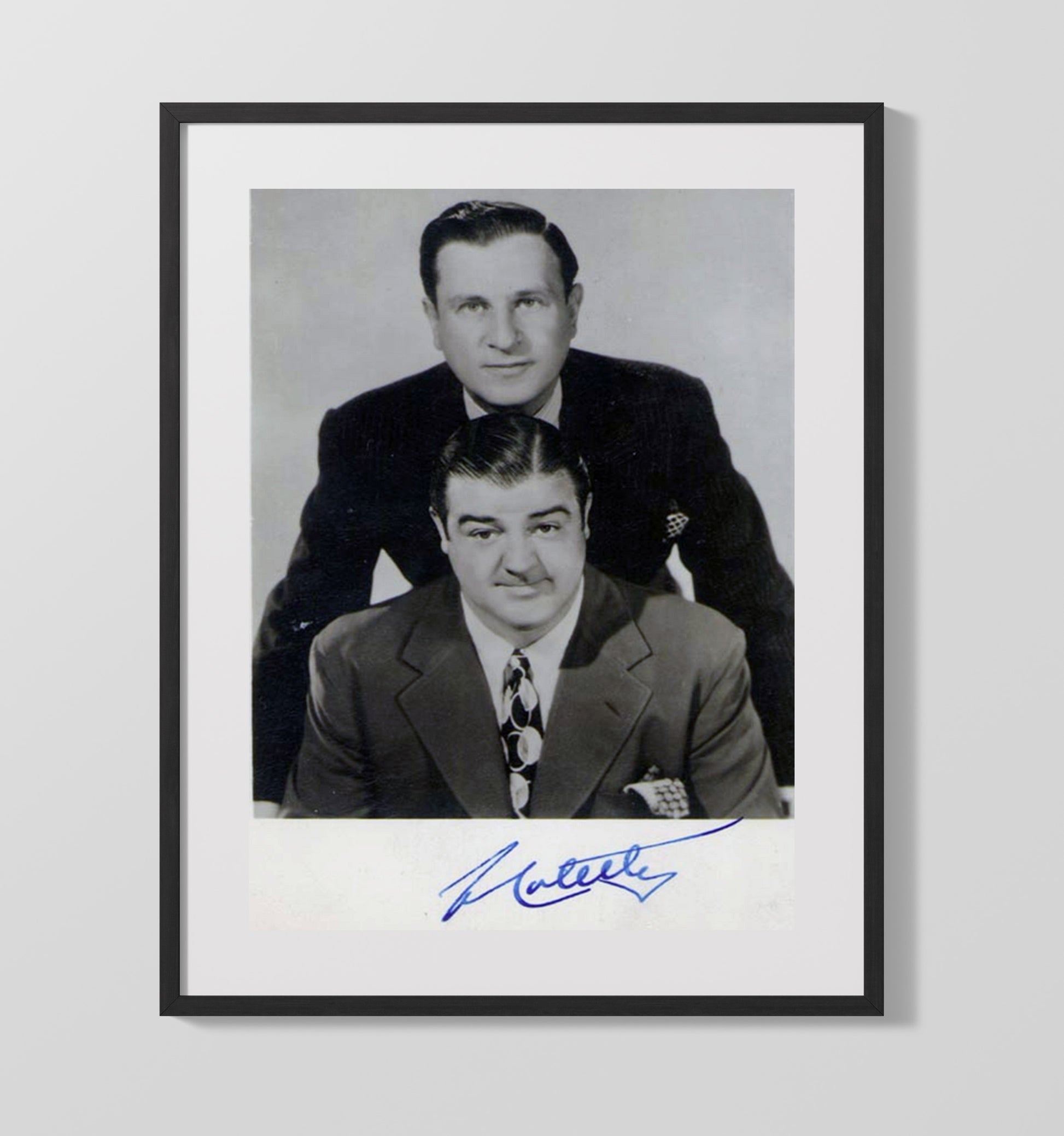 Bud Abbott and Lou Costello - Abbott and Costello Classic Comedy Duo Headshot Vintage Movie Wall Art - 16x20 Gallery Frame movie decor