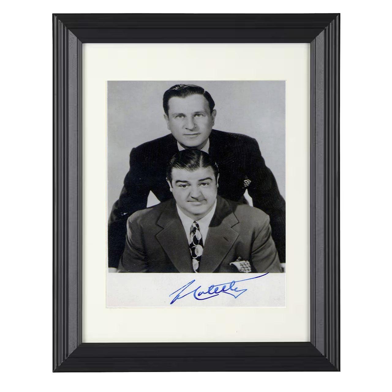 Bud Abbott and Lou Costello – Comedy Duo Headshot – 8x10 black beveled framed movie wall art