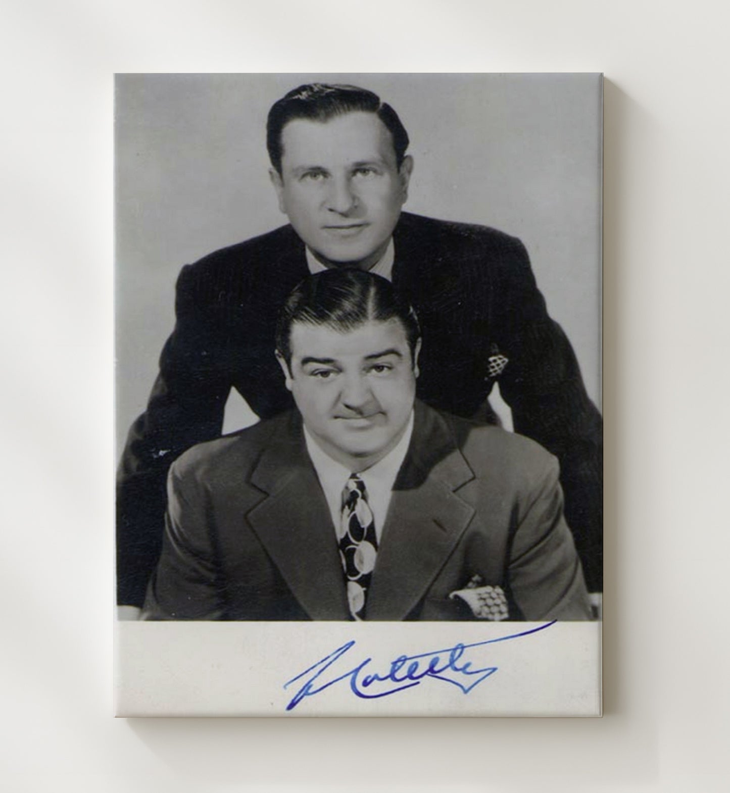 Bud Abbott and Lou Costello - Abbott and Costello Classic Comedy Duo Headshot Vintage Movie Wall Art - 20x24 Canvas movie decor