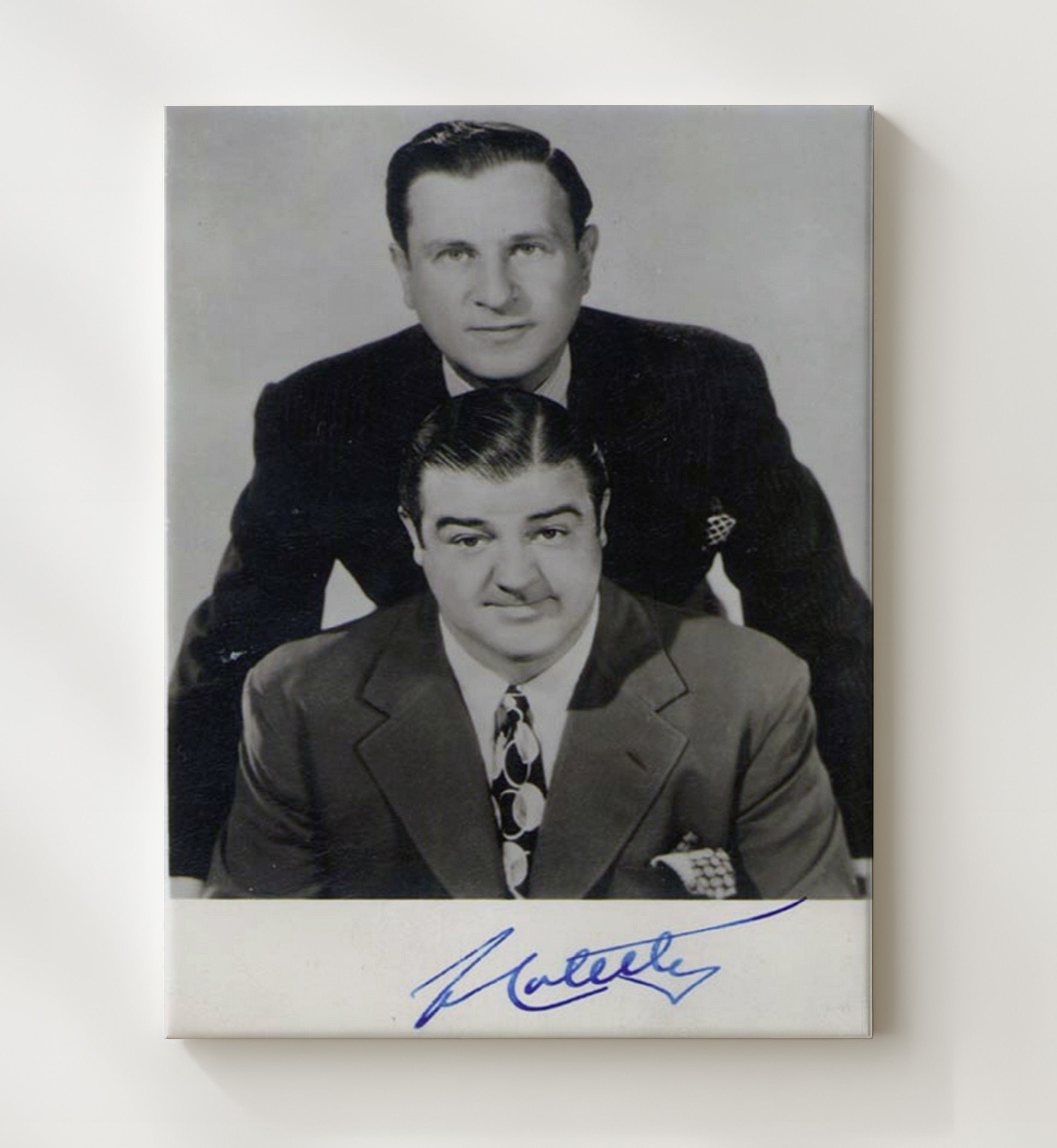 Bud Abbott and Lou Costello - Abbott and Costello Classic Comedy Duo Headshot Vintage Movie Wall Art - 20x24 Canvas movie decor