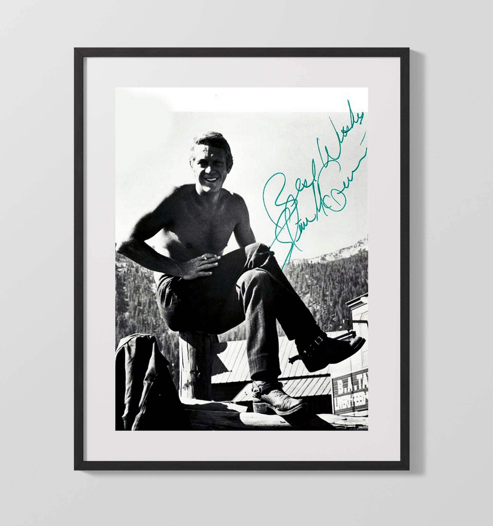Bullitt - Steve McQueen - Frank BullittCasual Cool Lean Vintage Movie Wall Art - 16x20 Gallery Frame movie decor