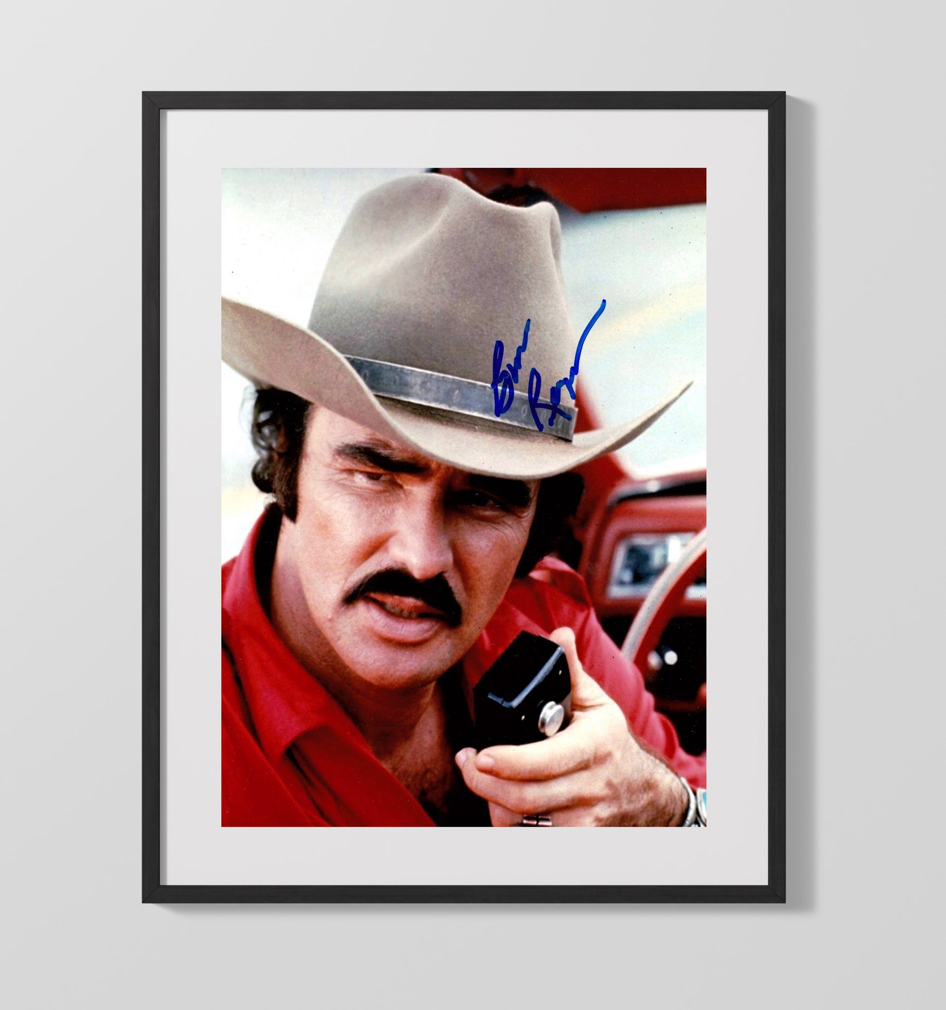 Burt Reynolds - Smokey and the Bandit Bo Darville Bandit Cowboy Hat with Radio Vintage Movie Wall Art - 16x20 Gallery Frame movie decor