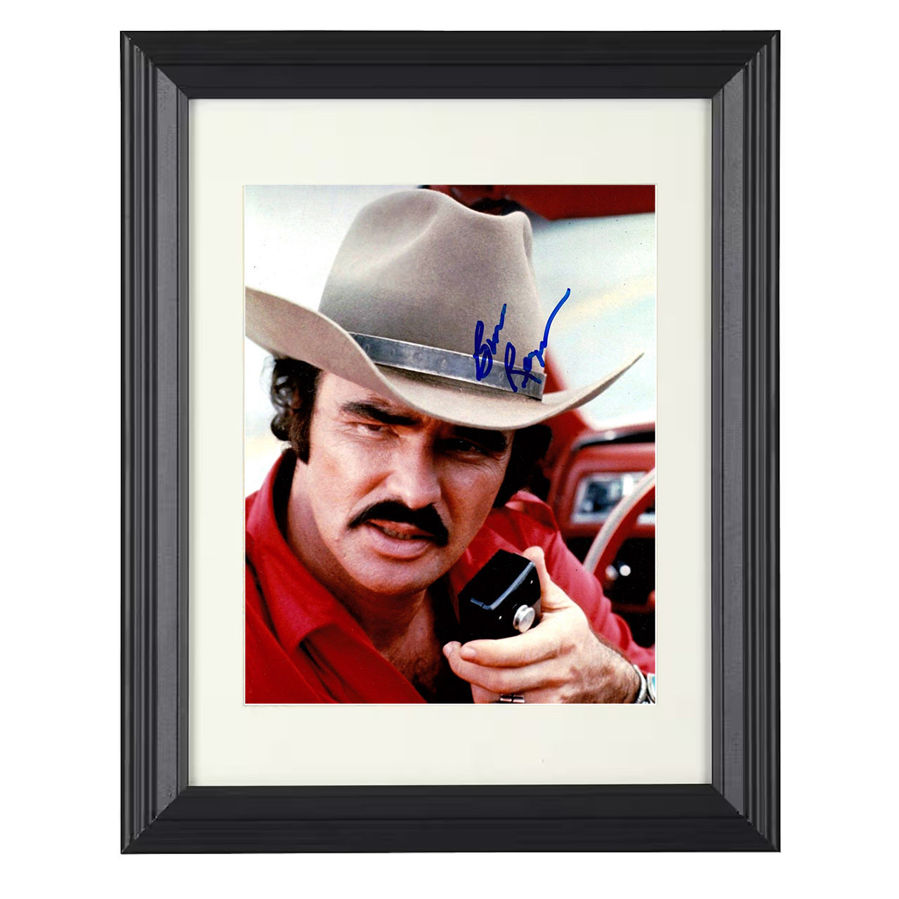 Burt Reynolds – Smokey and Hat with Radio – 8x10 black beveled framed movie wall art