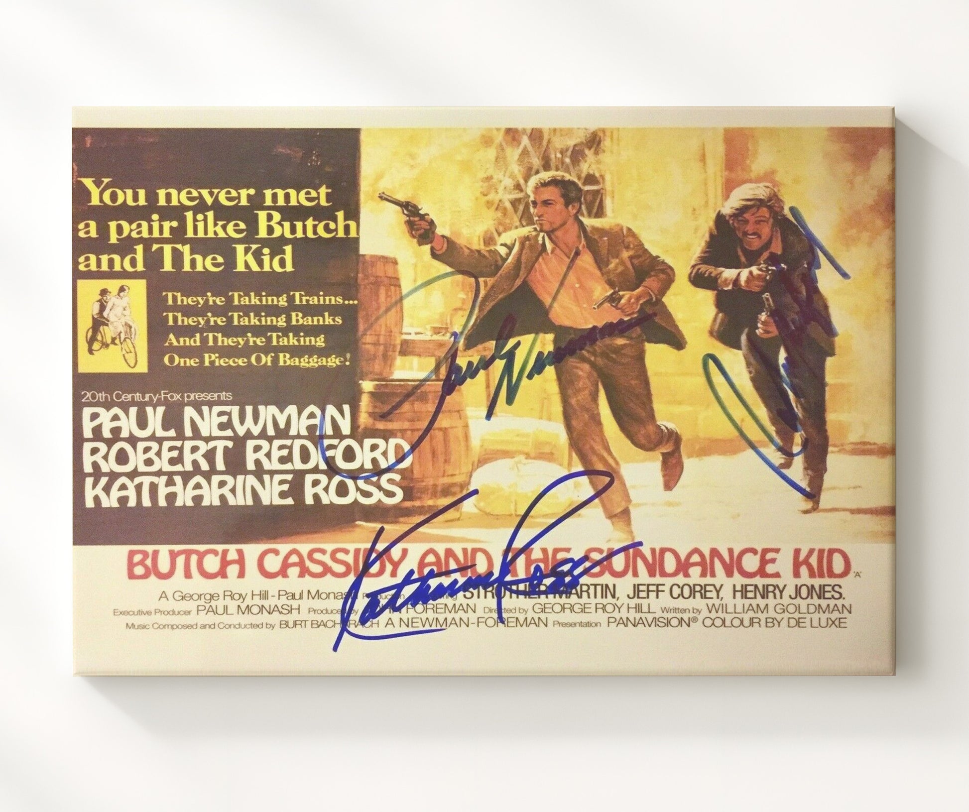 Butch Cassidy and the Sundance Kid - Paul Newman - Butch Cassidy - Dual gun charge Vintage Movie Wall Art - 20x24 Canvas movie decor