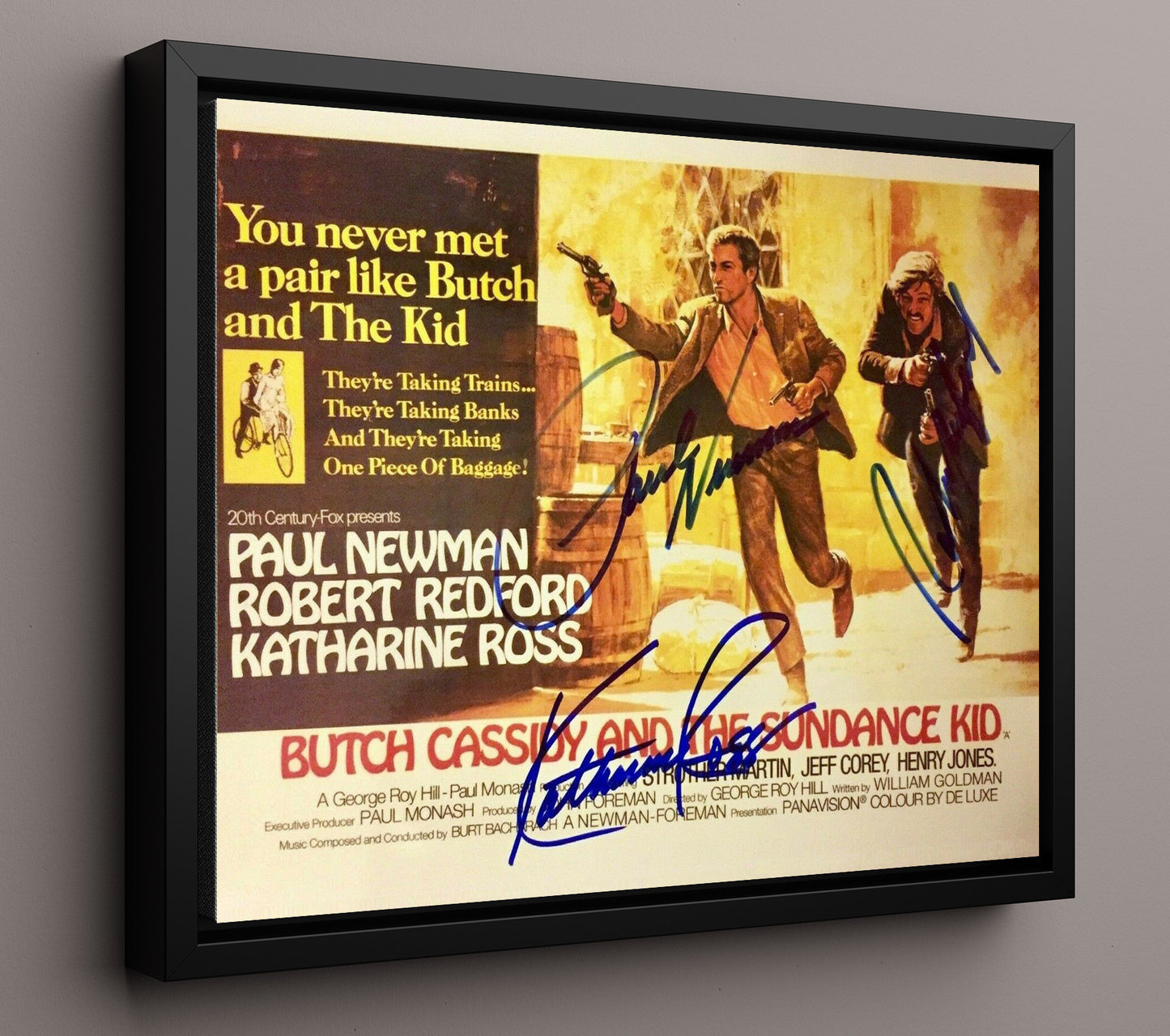 Butch Cassidy and the Sundance Kid - Paul Newman - Butch Cassidy - Dual gun charge Vintage Movie Wall Art - 16x20 Framed Canvas movie decor