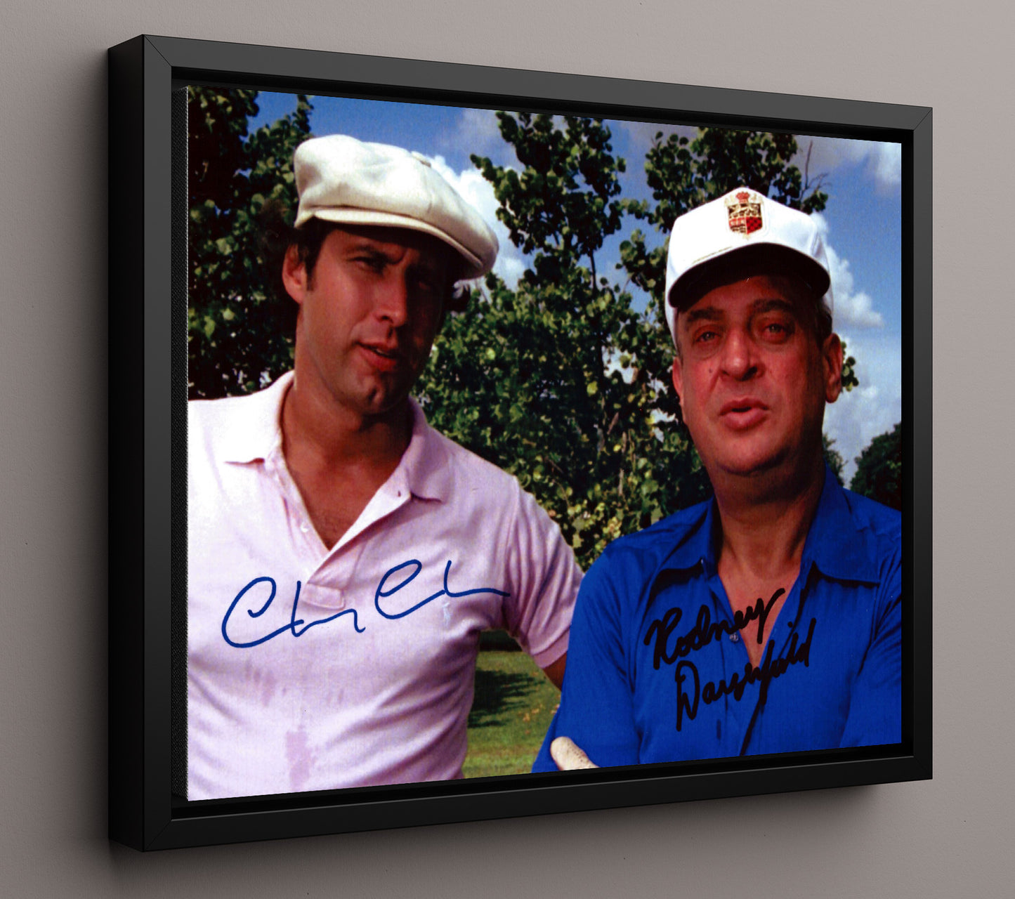Caddyshack - Chevy Chase - Ty Webb - Golf course wisecrack pose Vintage Movie Wall Art - 16x20 Framed Canvas movie decor