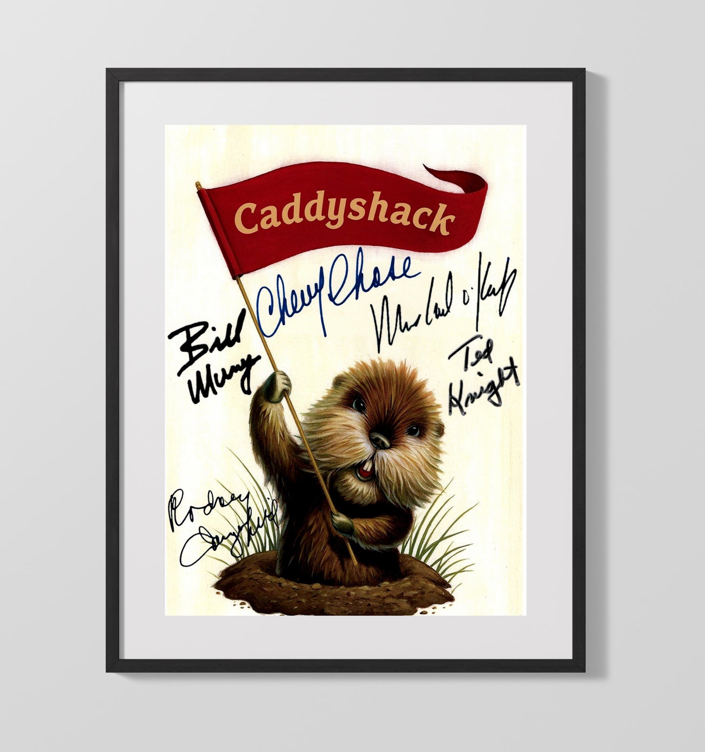 Caddyshack Cast - Golf Clubhouse Gopher Chaos Comedy Poster Vintage Movie Wall Art - 16x20 Gallery Frame movie decor