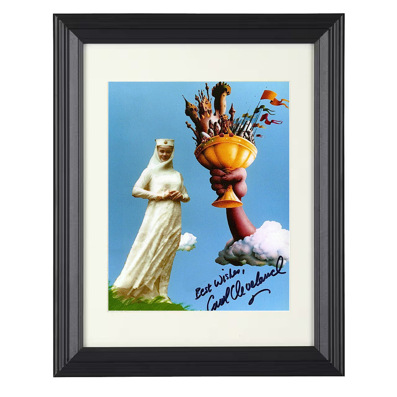Carol Cleveland – Monty Python Castle Illustration – 8x10 black beveled framed movie wall art