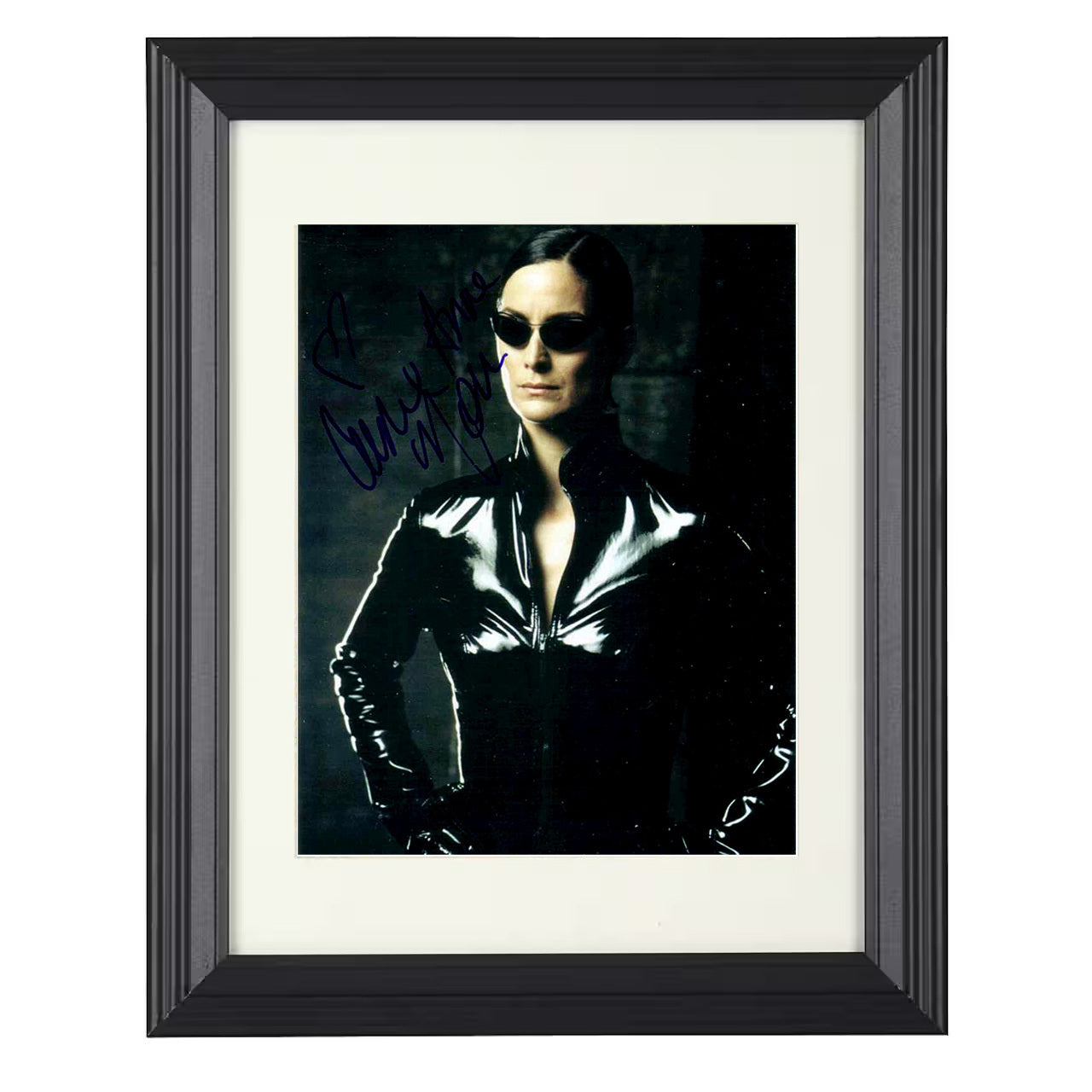 Carrie-Anne Moss – The Matrix Dark Tactical Look – 8x10 black beveled framed movie wall art