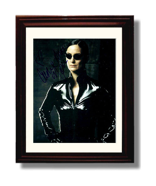 Carrie-Anne Moss - The Matrix Reloaded Trinity Gloss Black Tactical Look movie wall art 8x10 Beveled Frame
