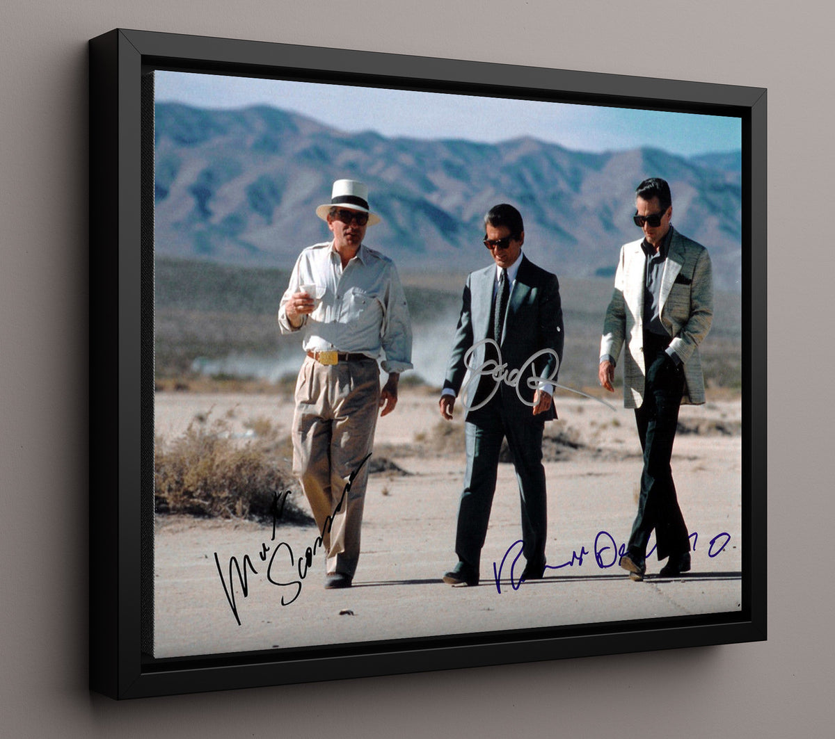 Casino - Robert De Niro - Sam Rothstein - and Joe Pesci - Nicky Santoro - and Frank Vincent - Frank Marino - Desert Walk Scene movie wall art 16x20 Framed Canvas