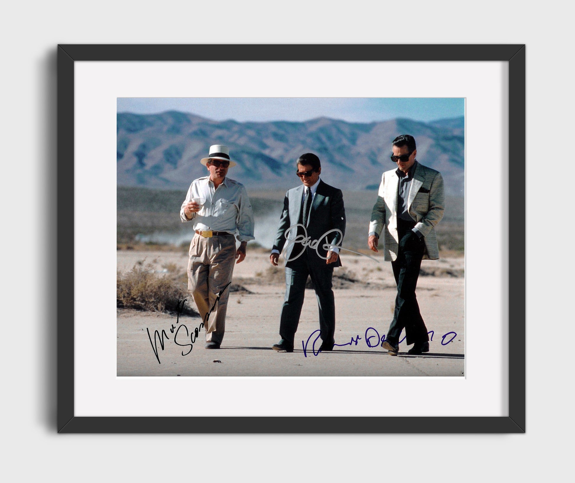 Casino - Robert De Niro - Sam Rothstein - and Joe Pesci - Nicky Santoro - and Frank Vincent - Frank Marino - Desert Walk Scene Vintage Movie Wall Art - 16x20 Gallery Frame movie decor