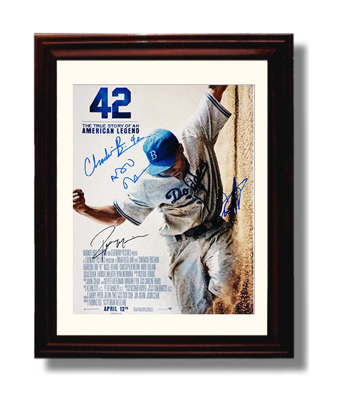Chadwick Boseman and Harrison Ford - 42 Jackie Robinson Baseball Poster movie wall art 8x10 Beveled Frame