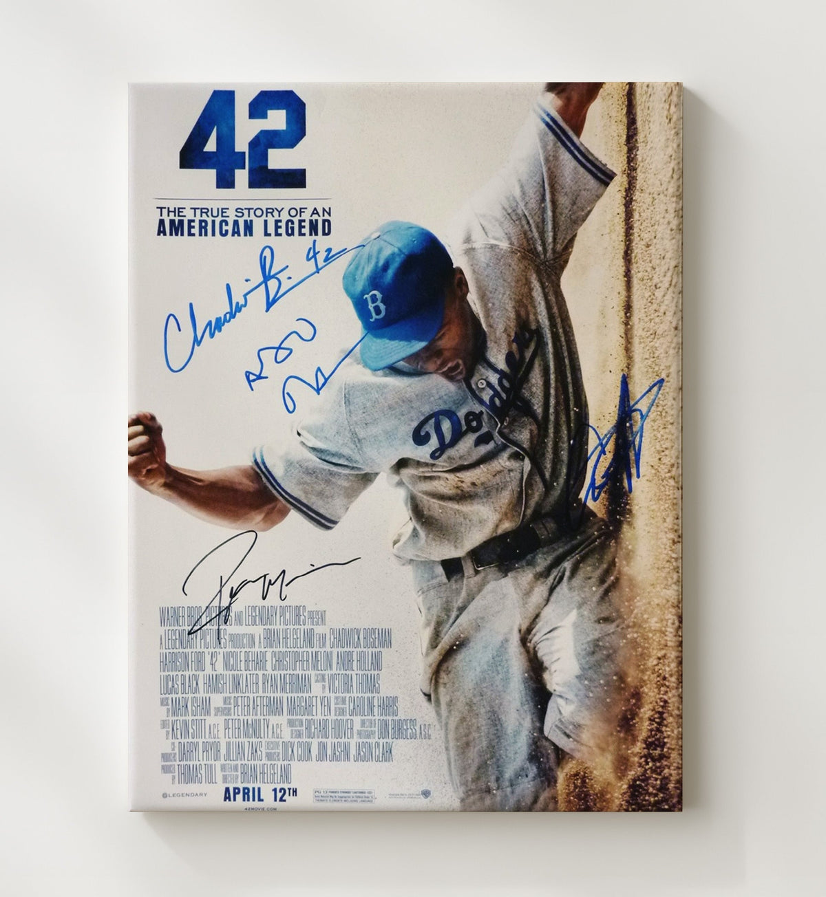 Chadwick Boseman and Harrison Ford - 42 Jackie Robinson Baseball Poster movie wall art 8x10 Beveled Frame