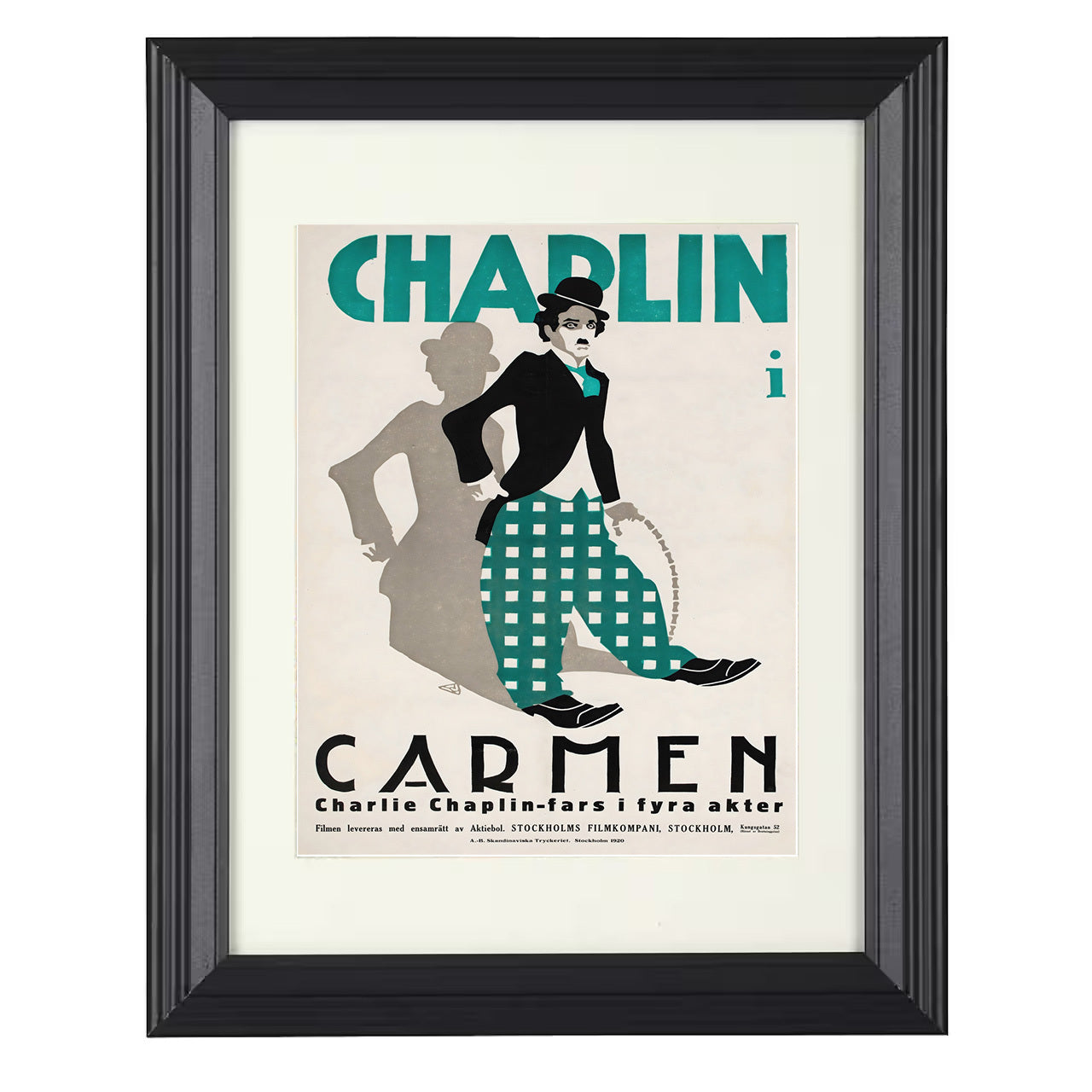 Charlie Chaplin – Carmen – Comic Genius on Display Image – 8x10 black beveled framed movie wall art
