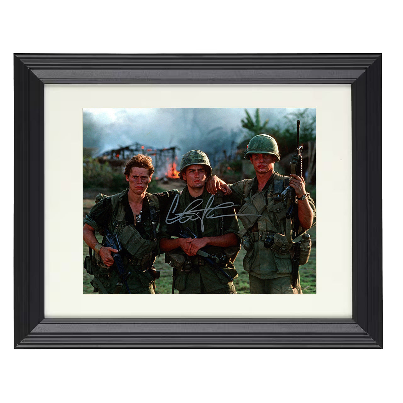 Charlie Sheen – Platoon – War-Torn Resolve Image – 8x10 black beveled framed movie wall art