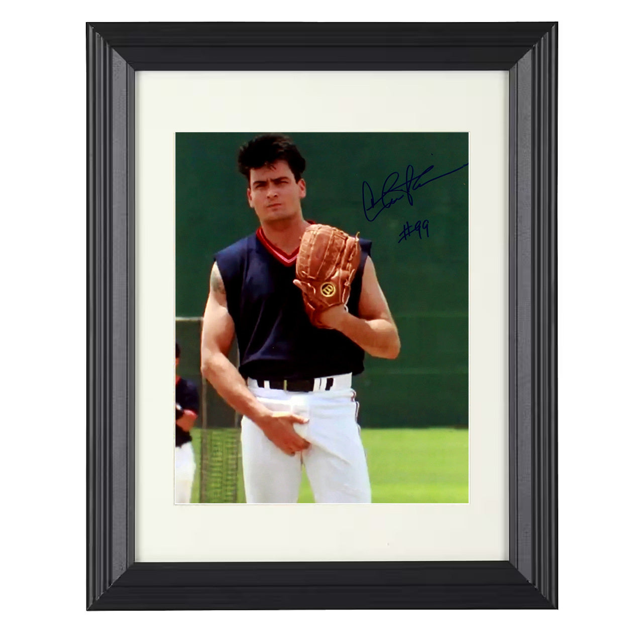 Charlie Sheen – Wild Thing Image – 8x10 black beveled framed movie wall art