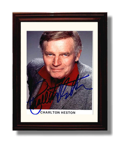 Charlton Heston - Classic Studio Headshot in Red Collar movie wall art 8x10 Beveled Frame