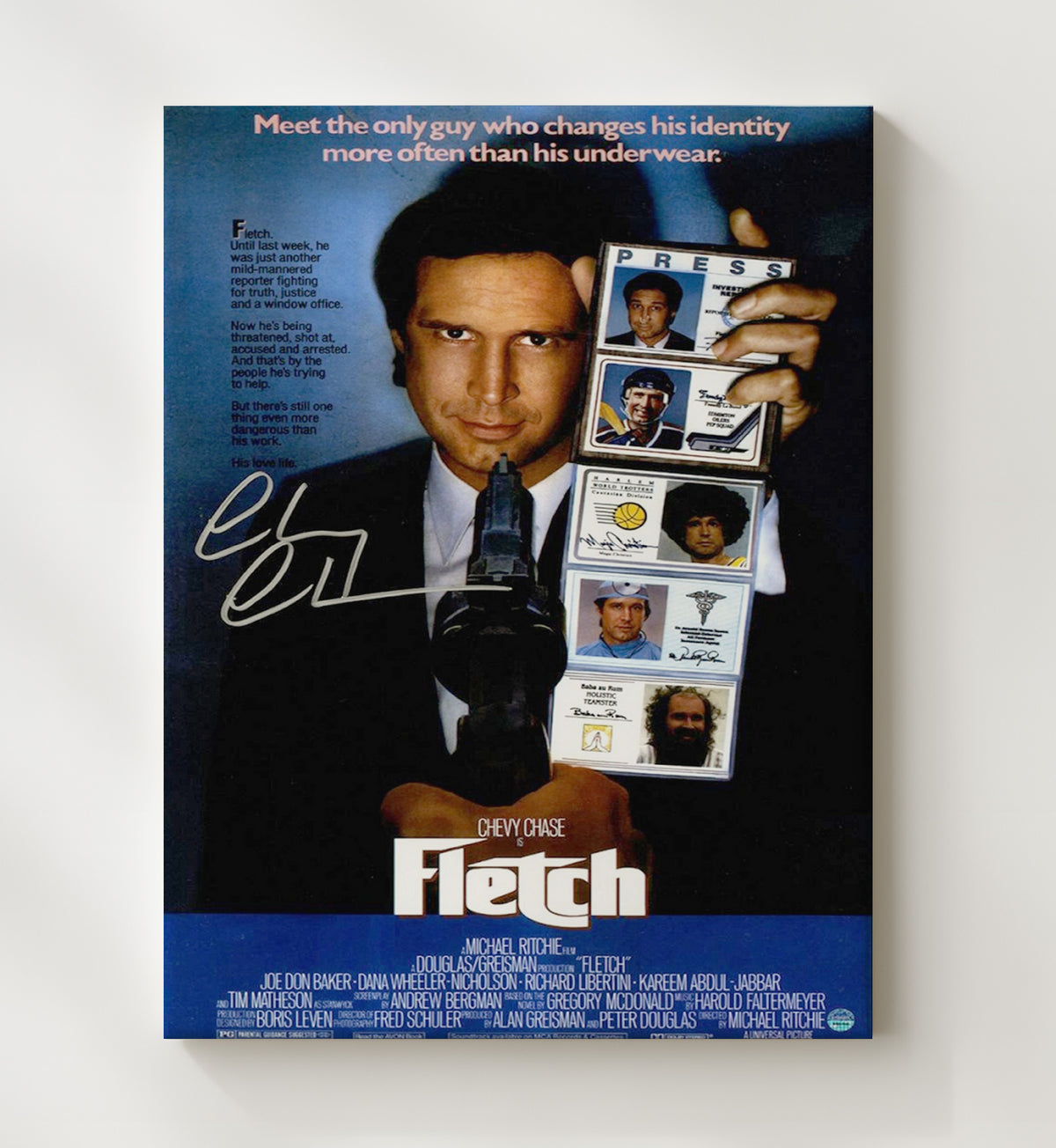 Chevy Chase - Fletch Disguise ID Card Movie Poster movie wall art 20x24 Canvas