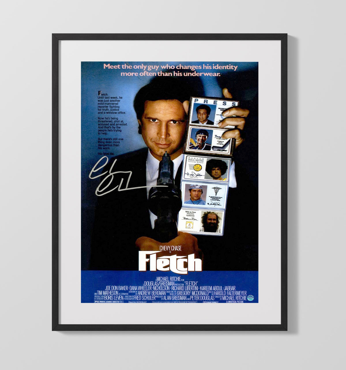 Chevy Chase - Fletch Disguise ID Card Movie Poster movie wall art 16x20 Gallery Frame