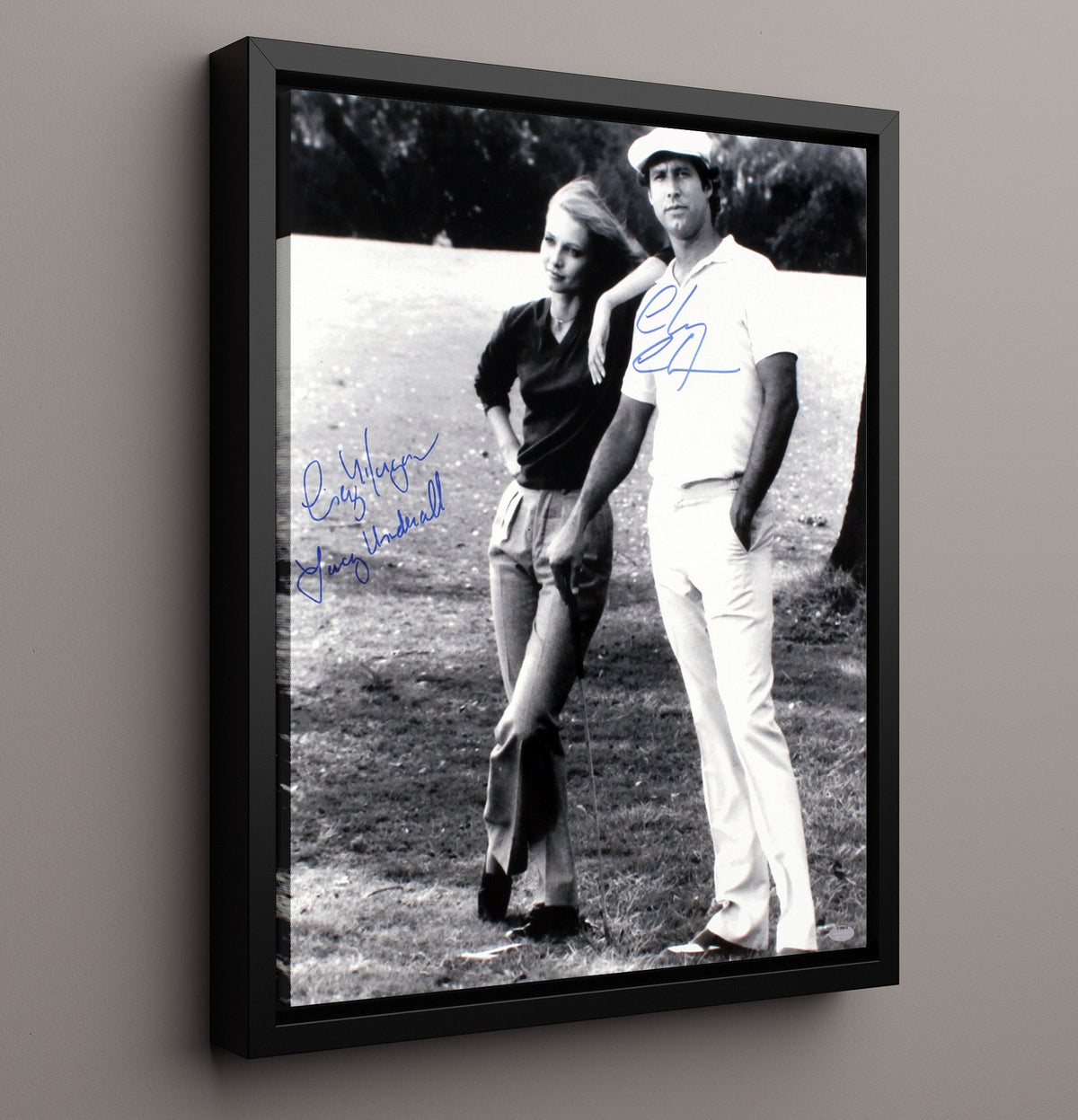 Chevy Chase and Cindy Morgan - Caddyshack Ty Webb and Lacey Underall on the Golf Course movie wall art 16x20 Gallery Frame