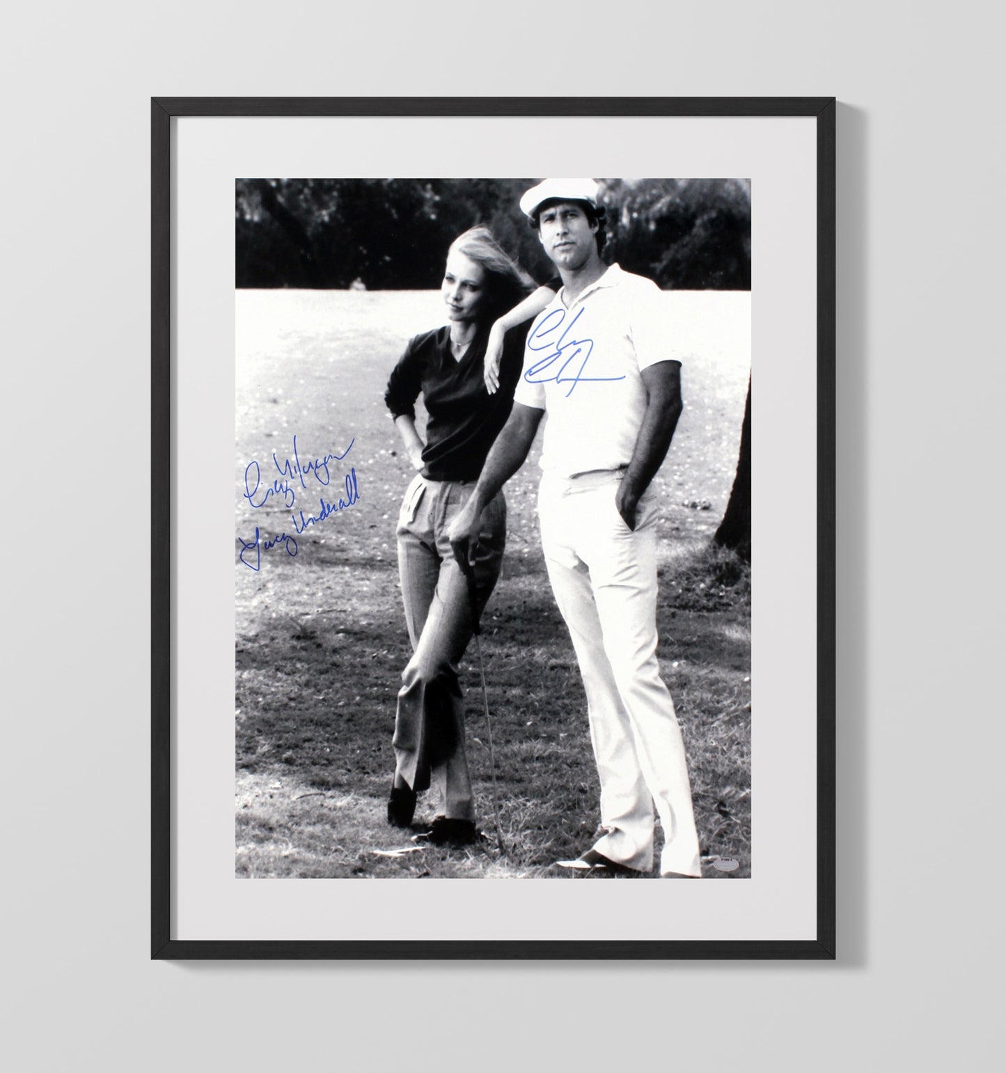 Chevy Chase and Cindy Morgan - Caddyshack Ty Webb and Lacey Underall on the Golf Course movie wall art 16x20 Gallery Frame