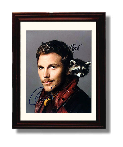 Chris Pratt - Guardians of the Galaxy Star-Lord with Rocket movie wall art 8x10 Beveled Frame