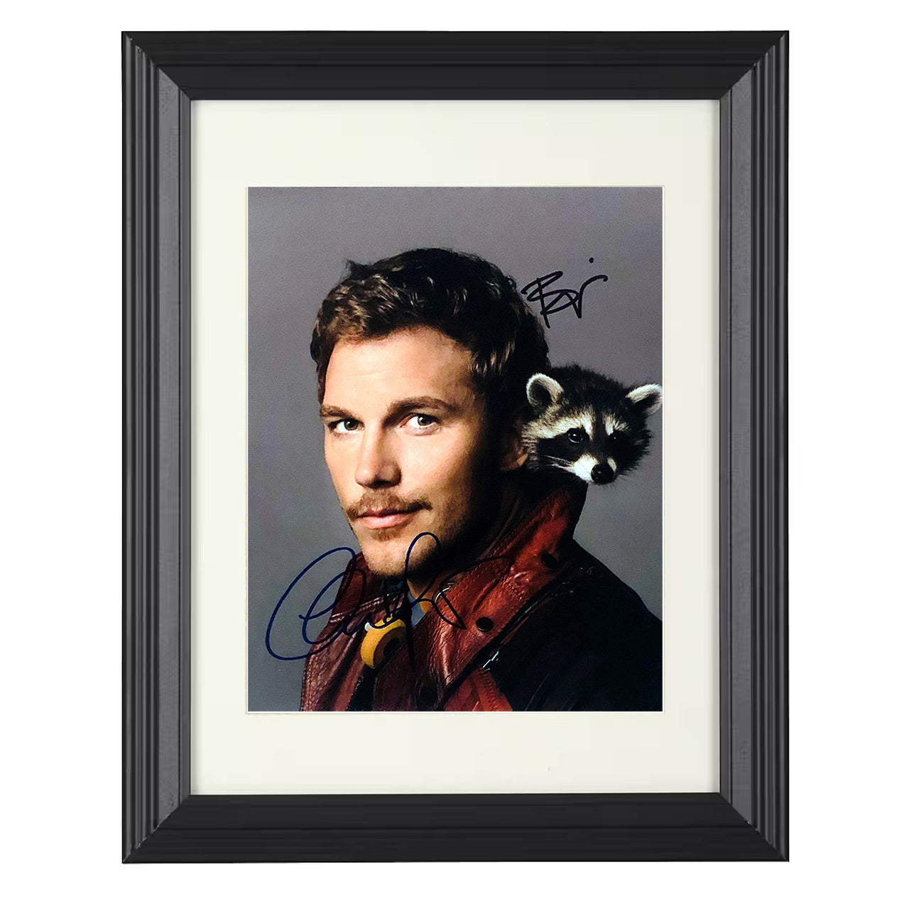Chris Pratt – Guardians of the Galaxy Star-Lord with Rocket – 8x10 black beveled framed movie wall art