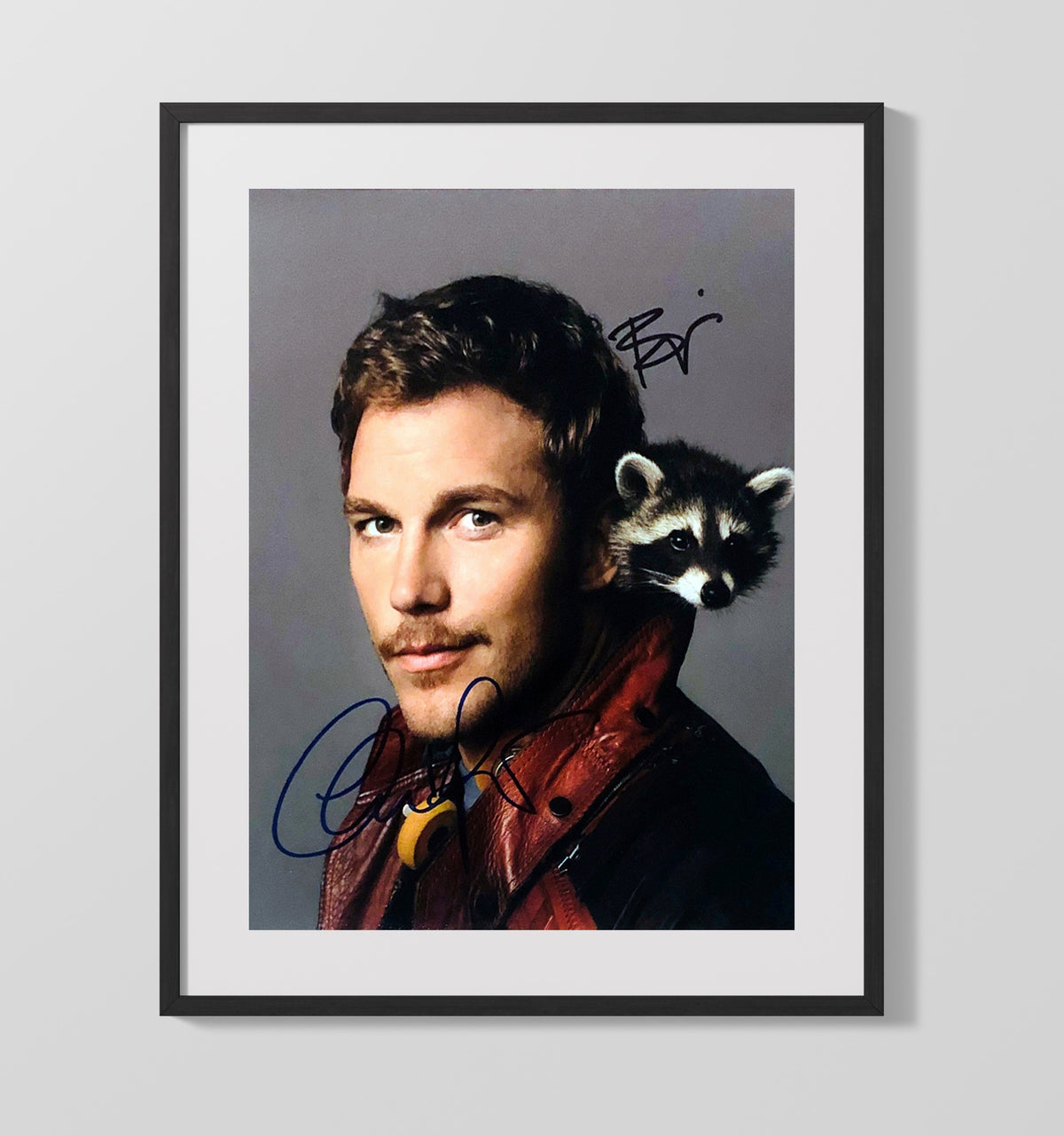 Chris Pratt - Guardians of the Galaxy Star-Lord with Rocket movie wall art 16x20 Gallery Frame