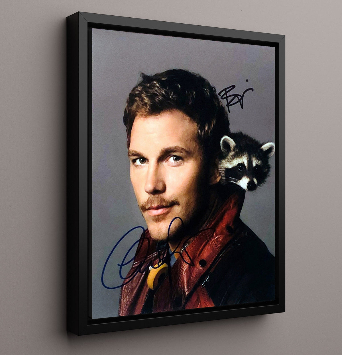 Chris Pratt - Guardians of the Galaxy Star-Lord with Rocket movie wall art 16x20 Gallery Frame