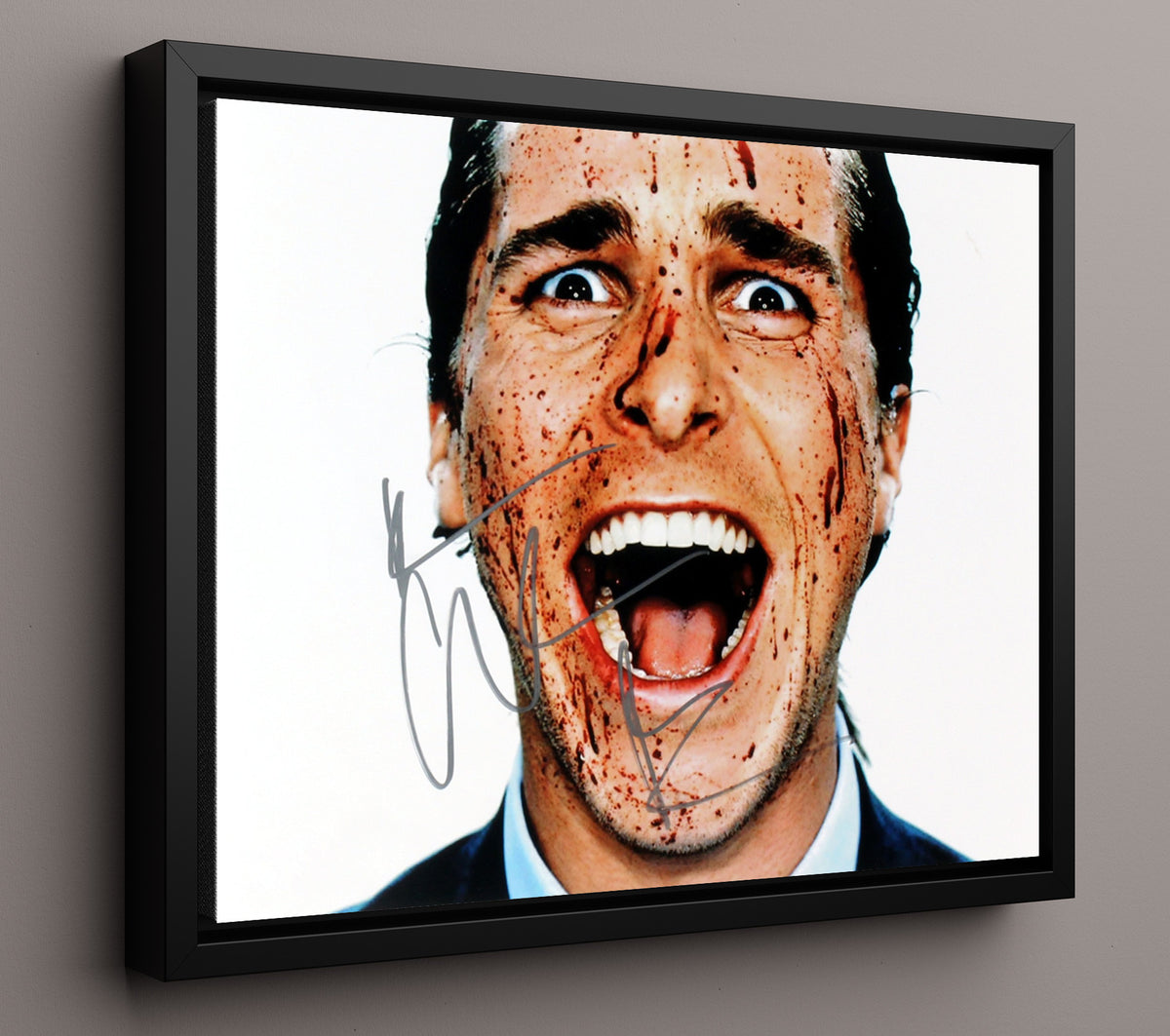 Christian Bale - American Psycho - Smile for the Chainsaw movie wall art 16x20 Framed Canvas