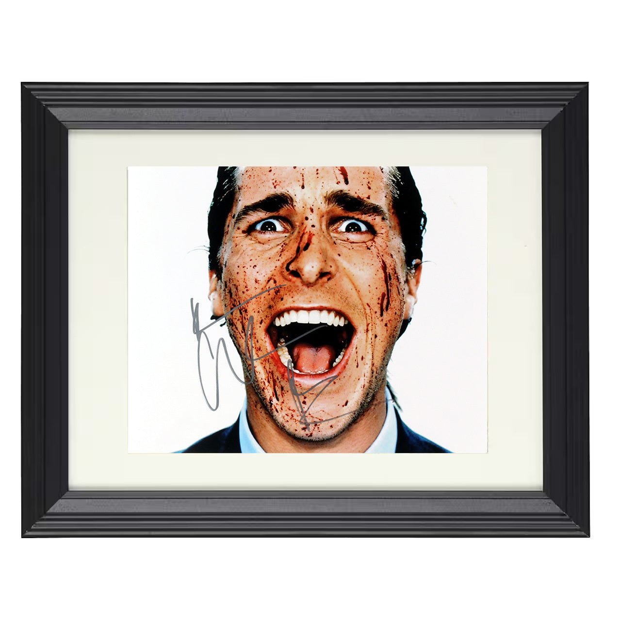 Christian Bale – American Psycho the Chainsaw Image – 8x10 black beveled framed movie wall art