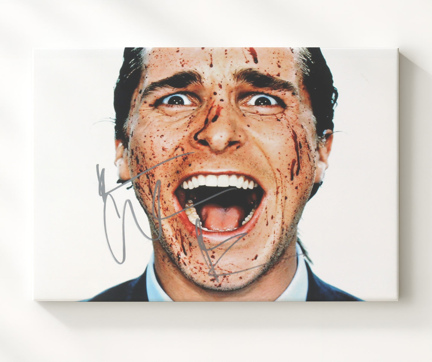 Christian Bale - American Psycho - Smile for the Chainsaw movie wall art 20x24 Canvas
