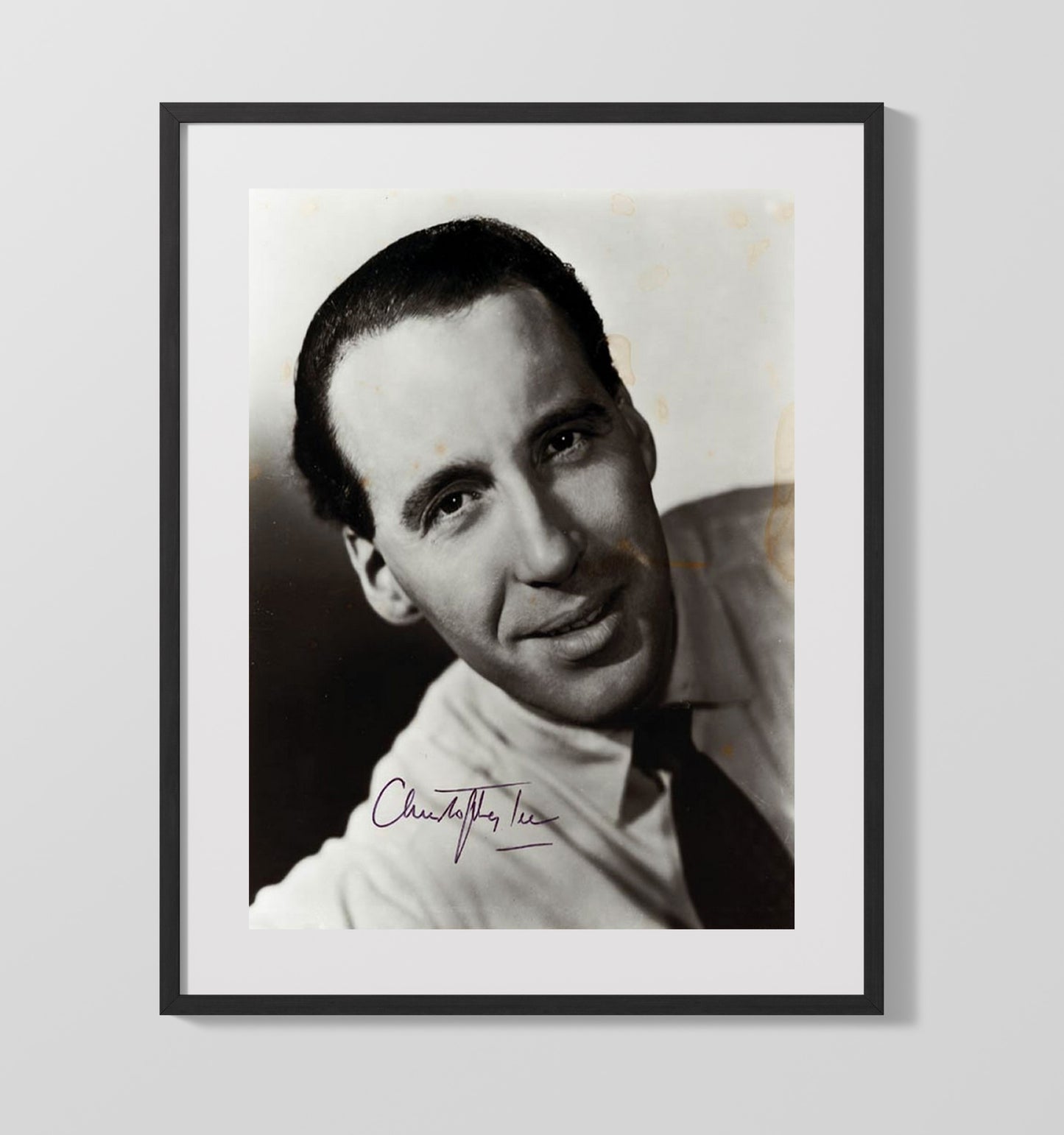 Christopher Lee - Distinguished Classic Headshot Vintage Movie Wall Art - 16x20 Gallery Frame movie decor