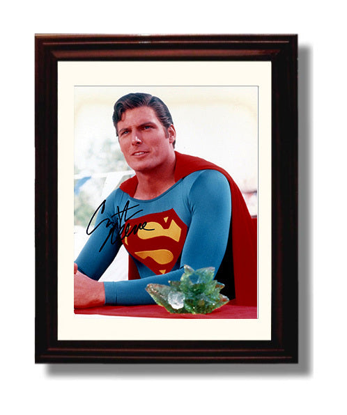 Christopher Reeve - Superman Seated Beside Kryptonian Crystal movie wall art 8x10 Beveled Frame