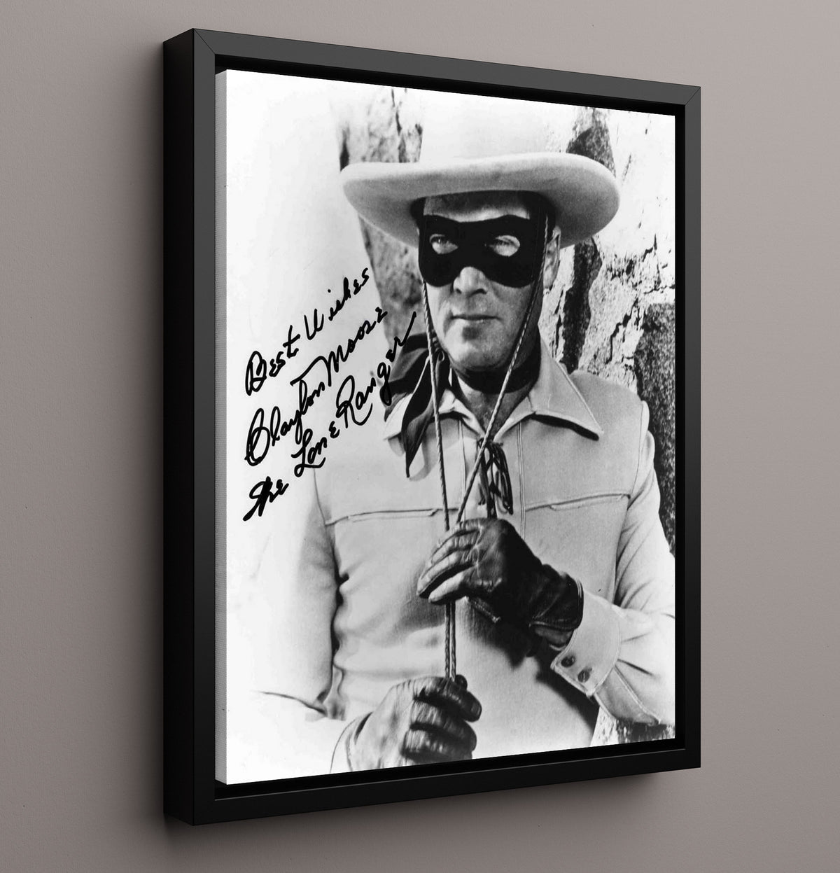 Clayton Moore - The Lone Ranger Masked Western Hero movie wall art 16x20 Framed Canvas