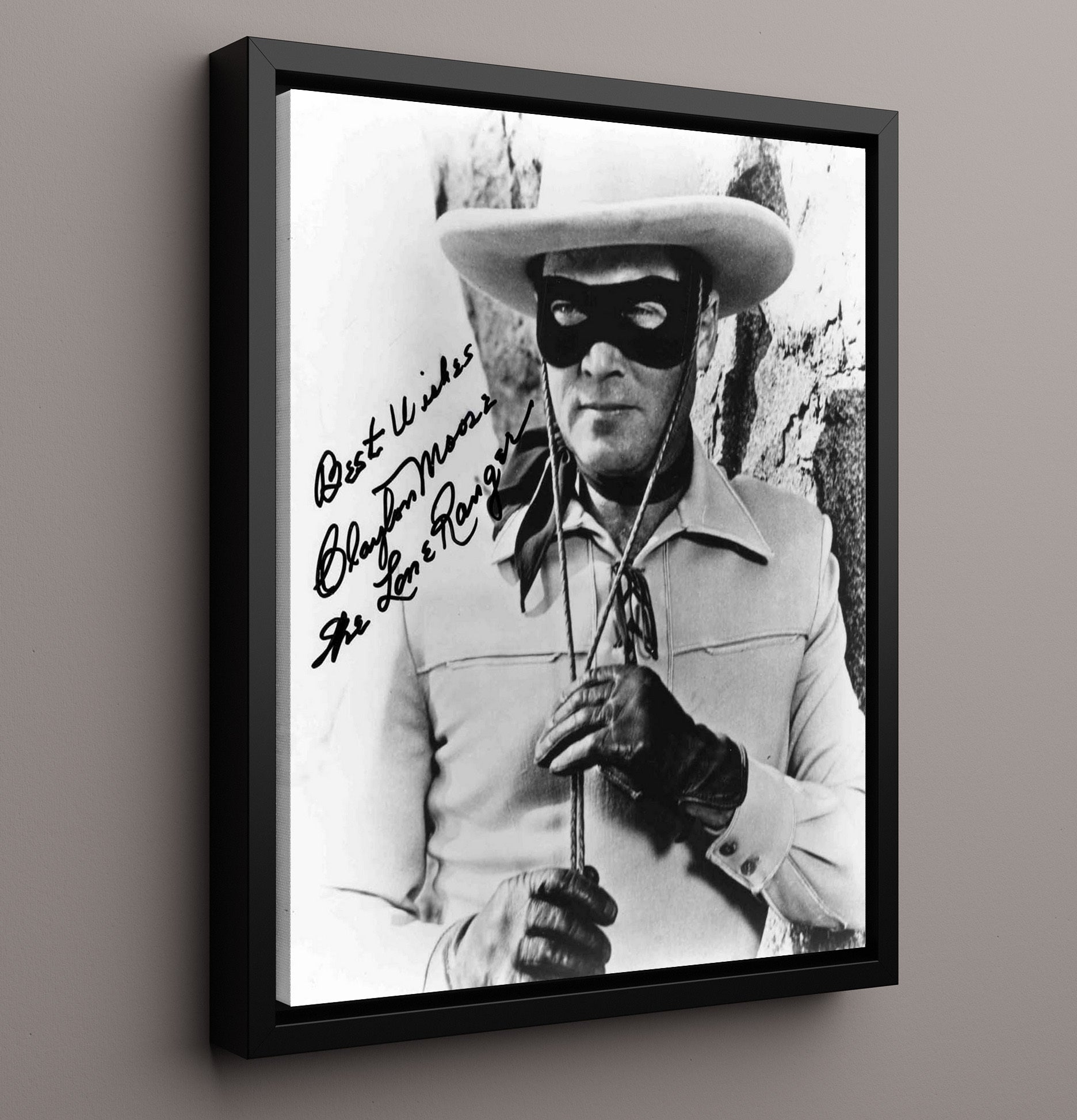 Clayton Moore - The Lone Ranger Masked Western Hero movie wall art 16x20 Framed Canvas