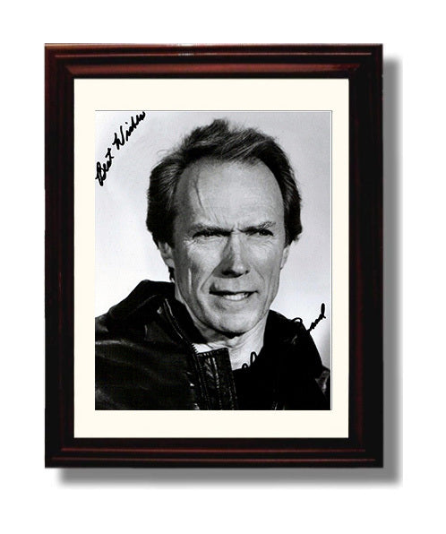 Clint Eastwood - Rugged Black-and-White Headshot movie wall art 8x10 Beveled Frame