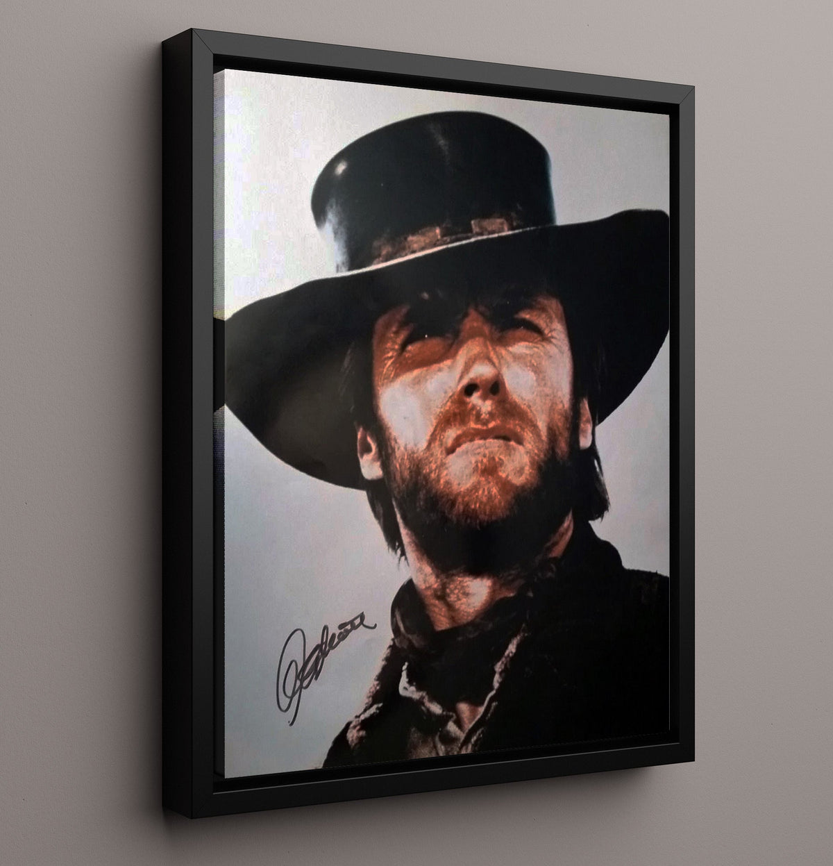 Clint Eastwood - Weathered Western Close-Up Under Black Hat movie wall art 16x20 Gallery Frame