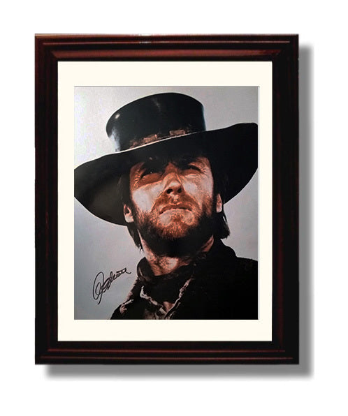 Clint Eastwood - Weathered Western Close-Up Under Black Hat movie wall art 8x10 Beveled Frame