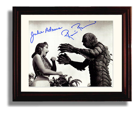 Creature from the Black Lagoon - Julie Adams and Ricou Browning - Gill Man - Underwater terror reach movie wall art 8x10 Beveled Frame