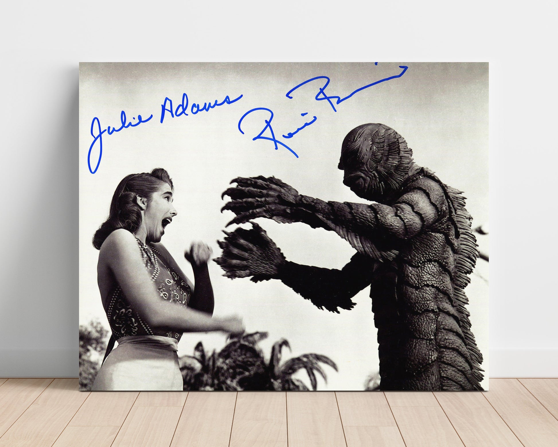 Creature from the Black Lagoon - Julie Adams and Ricou Browning - Gill Man - Underwater terror reach movie wall art 16x20 Unframed Print